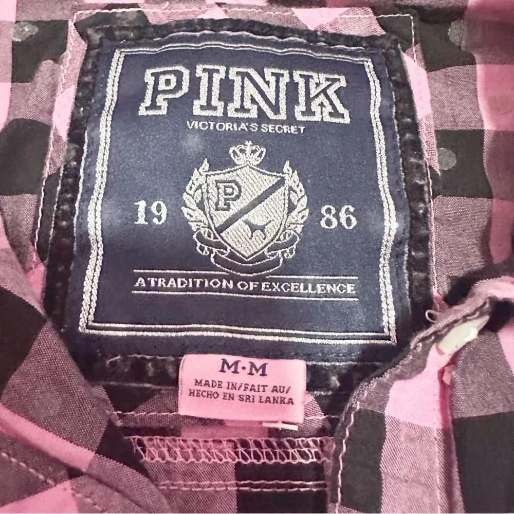 Y2K Victoria’s Secret Pink & black plaid babydoll shirt dress ruffled hem size M - Picture 5 of 12